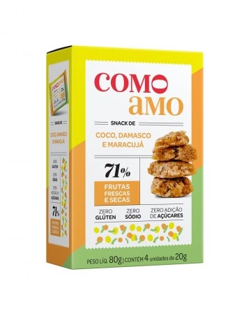 Snack Doce Coco, Damasco e Maracujá Zero - ComoAmo - SM 4x20g