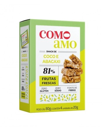 Snack Doce Coco e Abacaxi Zero - ComoAmo - SM 4x20g